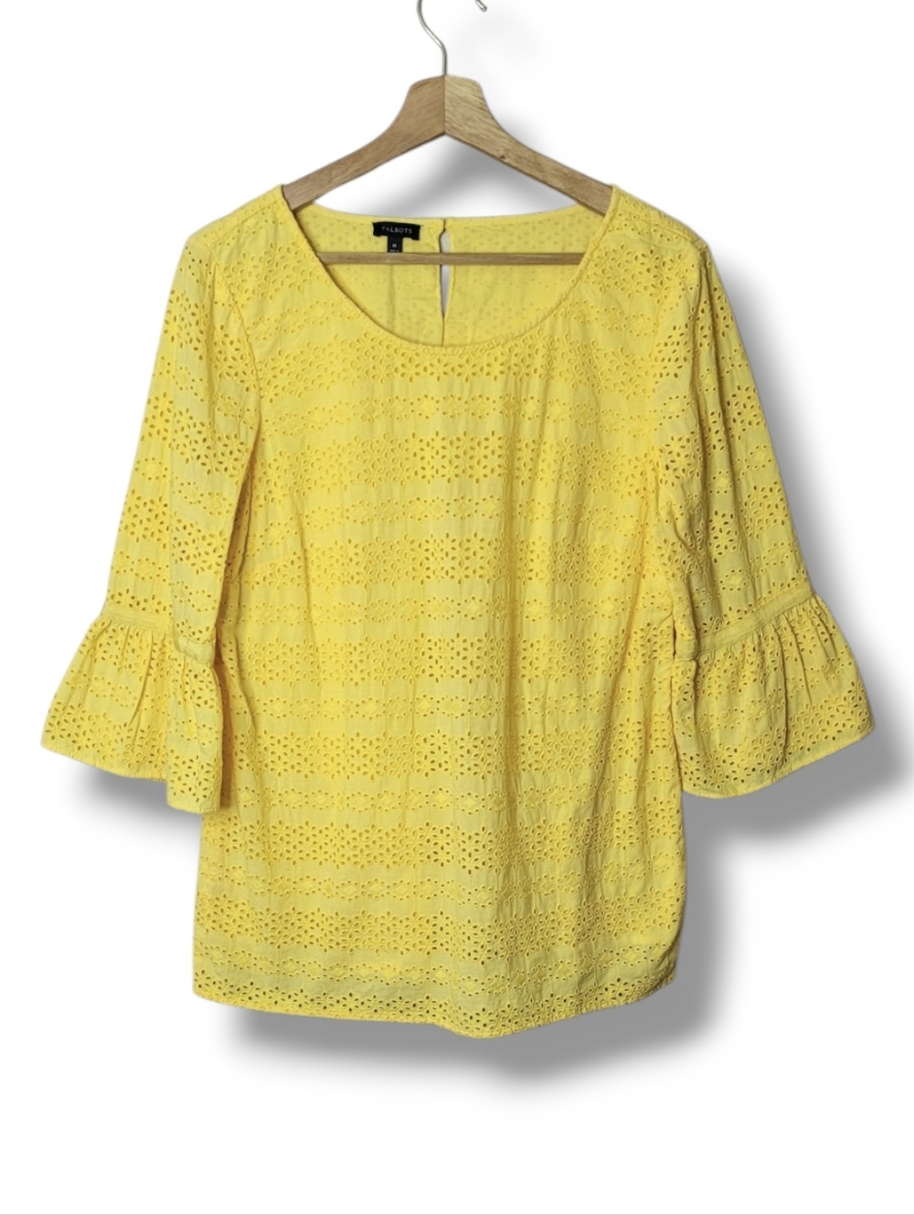 Talbots Eyelet Flounce Sleeve Top In Yellow - Picture 11 of 11